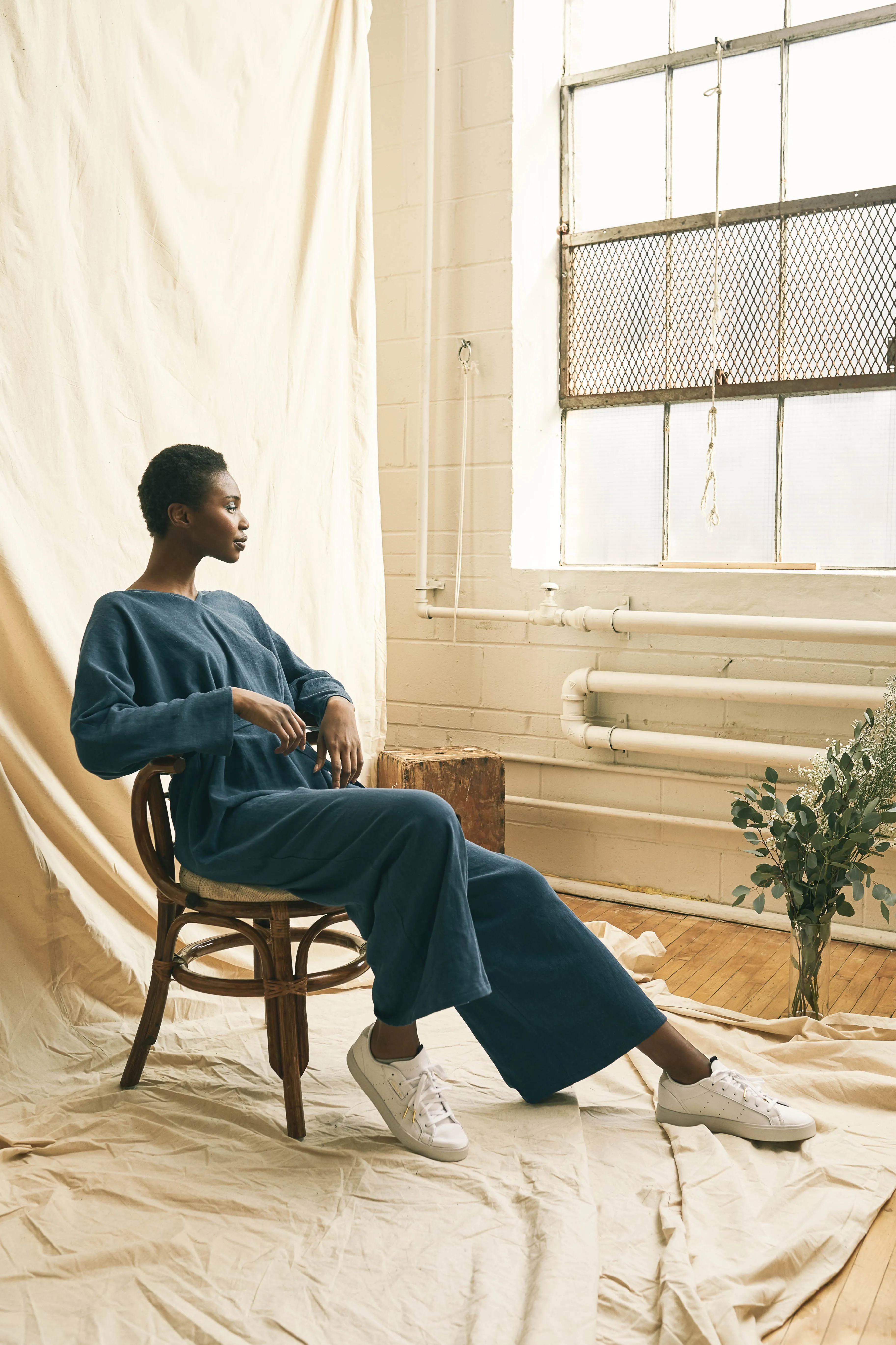 V-Neck Jumpsuit - Aegean Blue sold by Devlyn van Loon