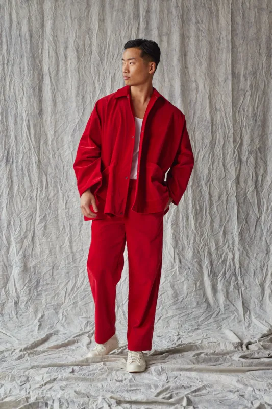 Column Pant - Red Velvet sold by Devlyn van Loon