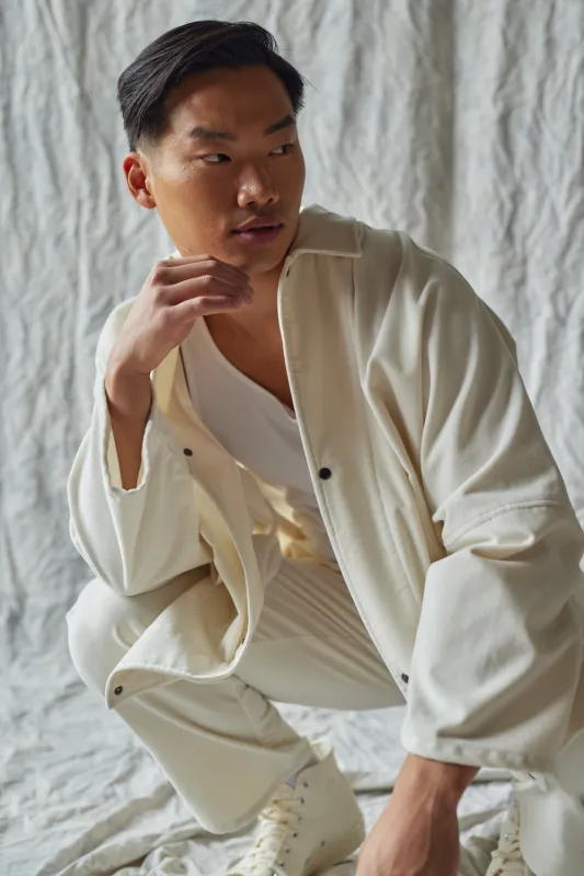 Oversized Shirt Jacket - Ivory Velvet sold by Devlyn van Loon