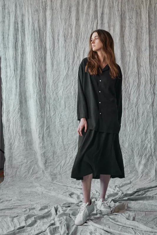 Flared Midi Skirt - Muted Black sold by Devlyn van Loon