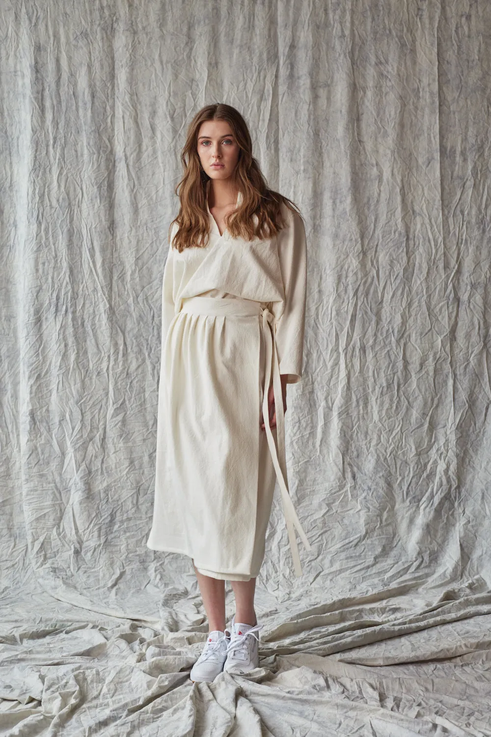 Pleated Wrap Skirt - Parchment Sample sold by Devlyn van Loon