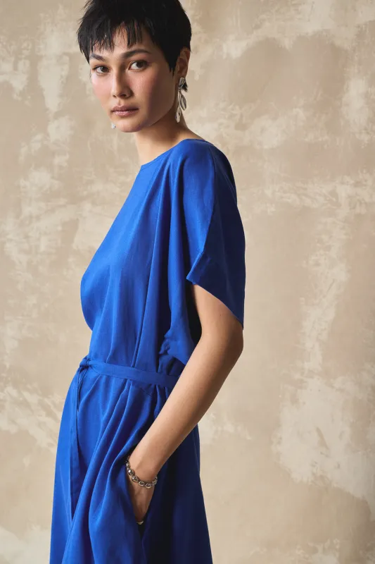 Midi Length Oversized Tee Dress - Lapis sold by Devlyn van Loon