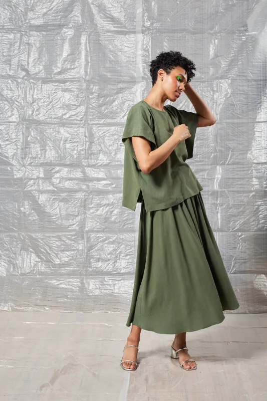 Cropped Split Tee - Sage sold by Devlyn van Loon