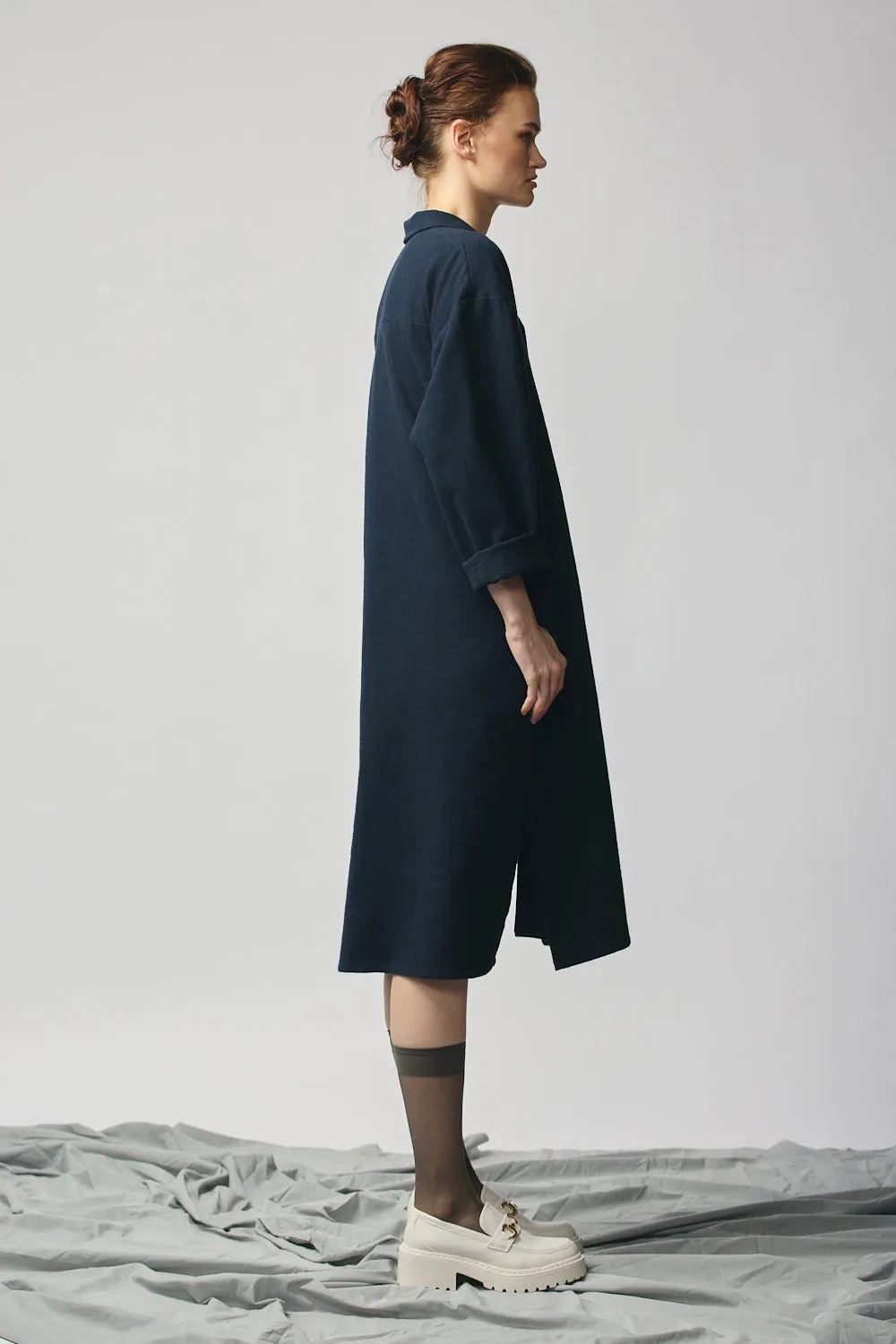 Brushed Cotton Shirtdress - Indigo sold by Devlyn van Loon product image thumbnail 4