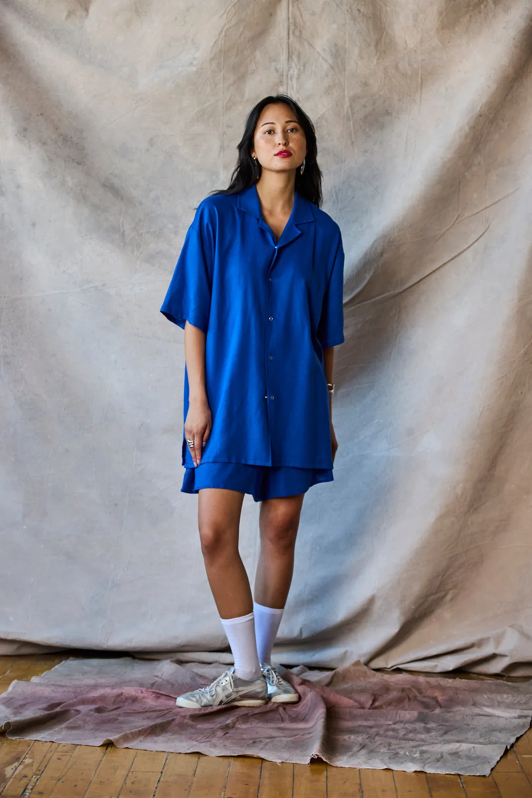 Slim Camp Collar Shirt - Lapis sold by Devlyn van Loon product image thumbnail 4