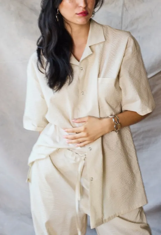 Drawstring Trousers - Oat Sample made by Devlyn van Loon