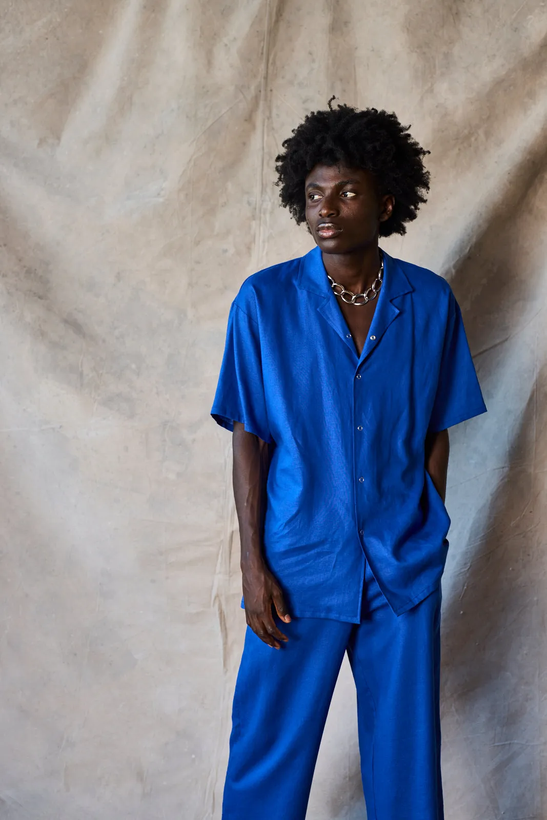 Slim Camp Collar Shirt - Lapis Sample sold by Devlyn van Loon product image thumbnail 3