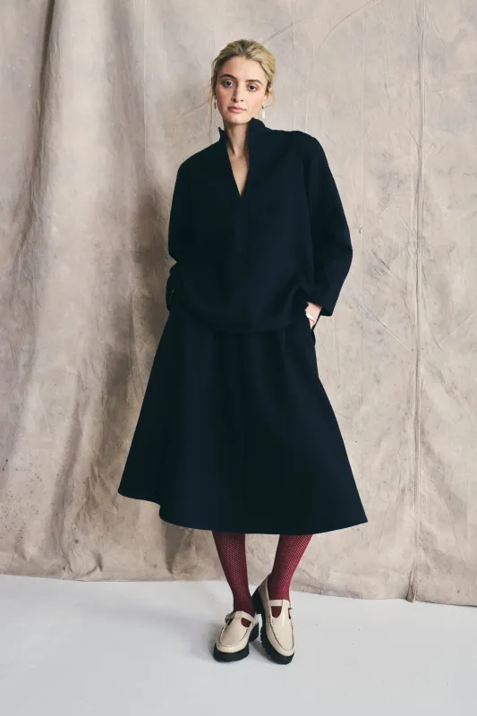 Flared Midi Skirt Cotton and Wool Blend Preorder sold by Devlyn van Loon