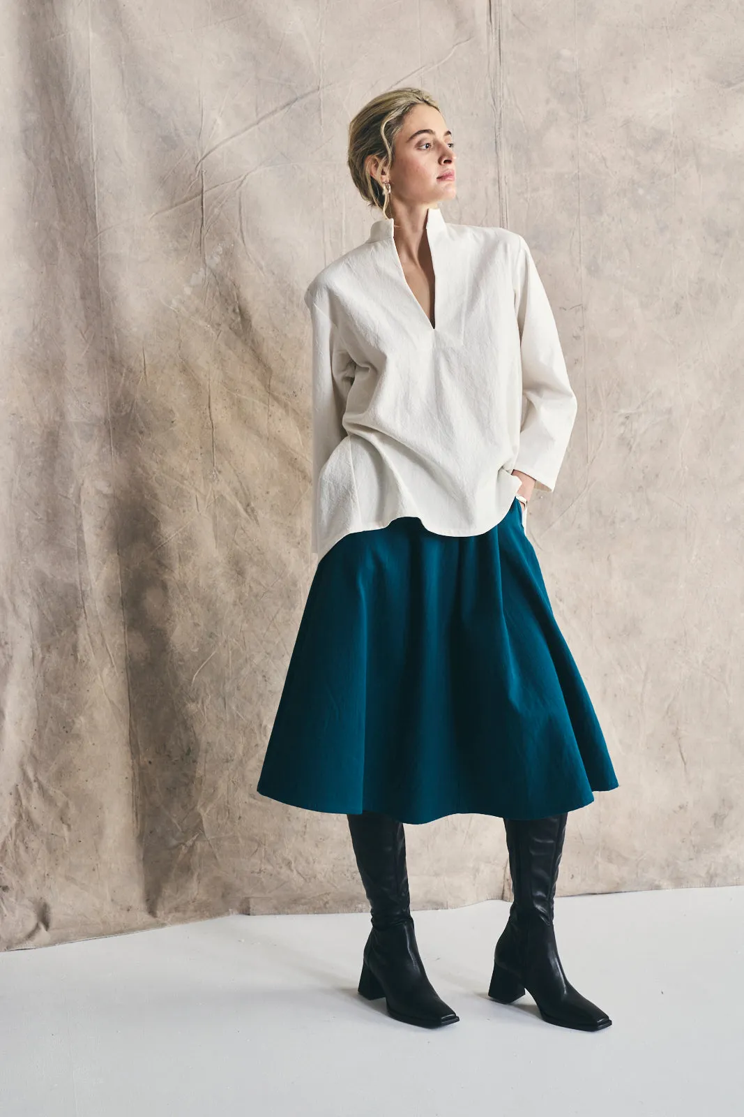 Flared Midi Skirt Cotton and Wool Blend Preorder sold by Devlyn van Loon product image thumbnail 2