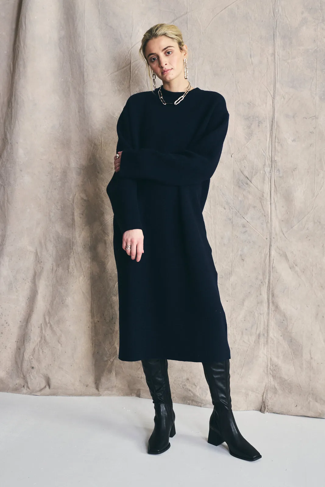 Sweater Dress - Navy Italian Wool sold by Devlyn van Loon