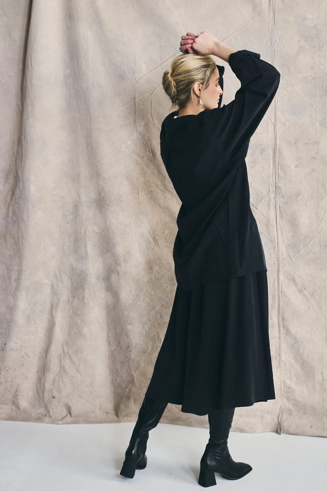 Flared Midi Skirt - Muted Black Sample sold by Devlyn van Loon