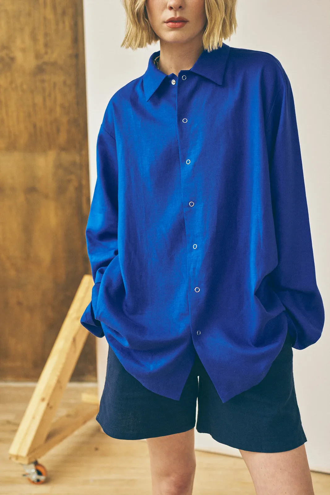 Oversized Snap Shirt - Lapis sold by Devlyn van Loon product image thumbnail 3