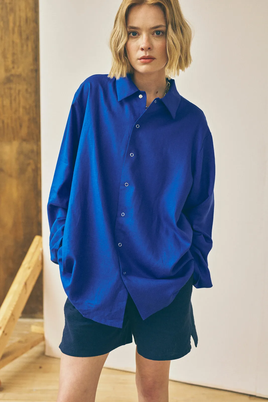 Oversized Snap Shirt - Lapis sold by Devlyn van Loon product image thumbnail 5