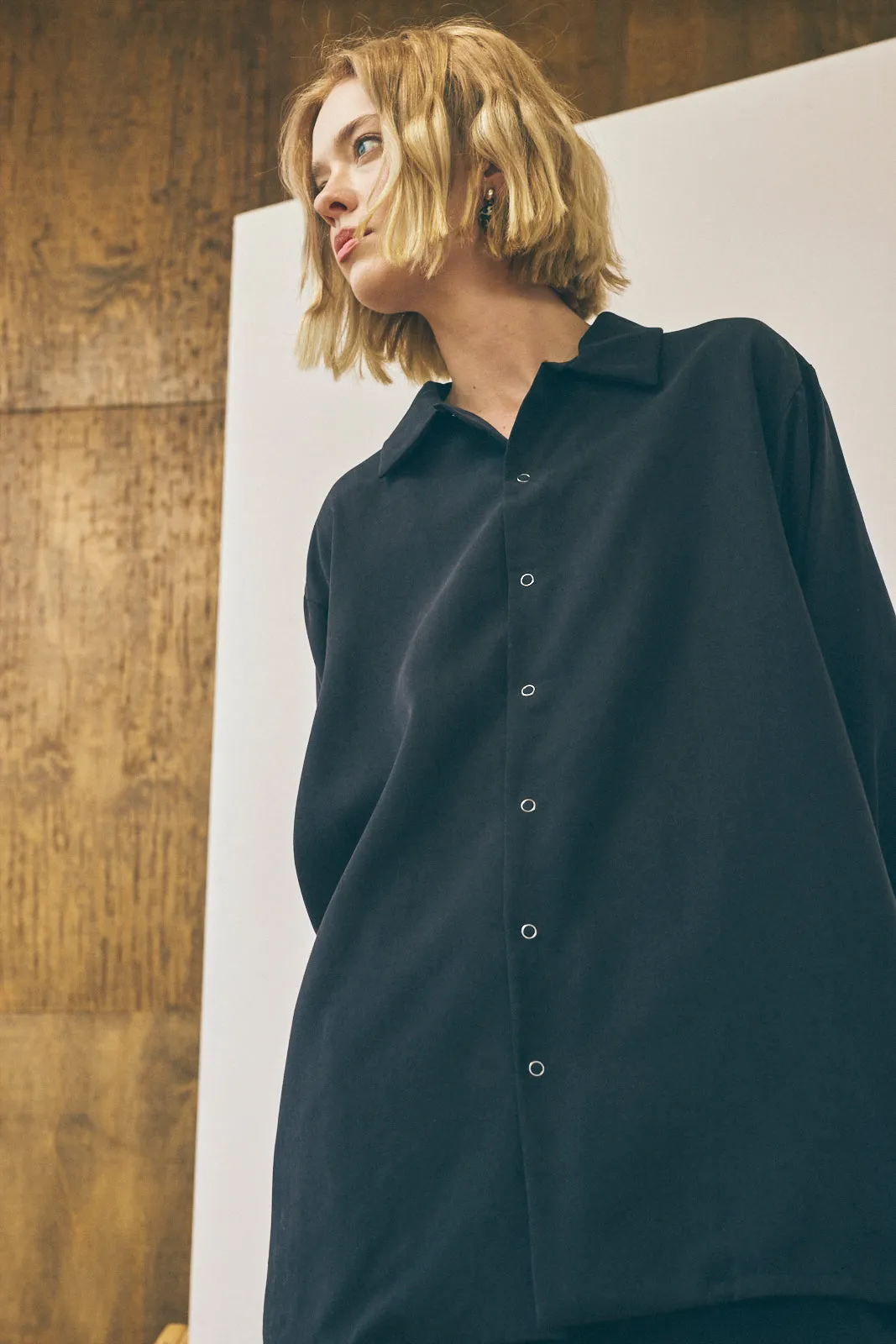 Oversized Snap Shirt - Sandwashed Black sold by Devlyn van Loon product image thumbnail 5
