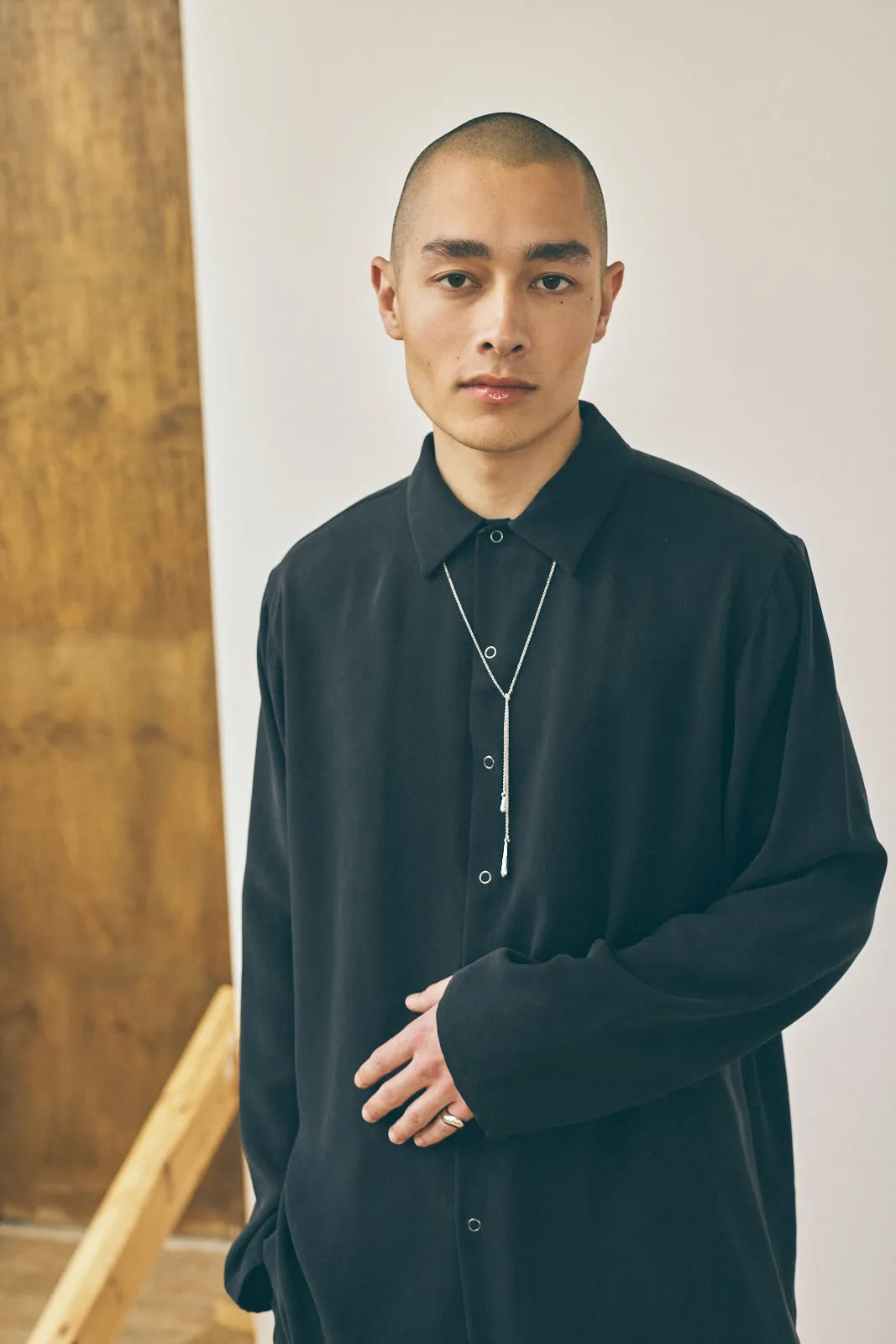 Oversized Snap Shirt - Sandwashed Black sold by Devlyn van Loon product image thumbnail 2