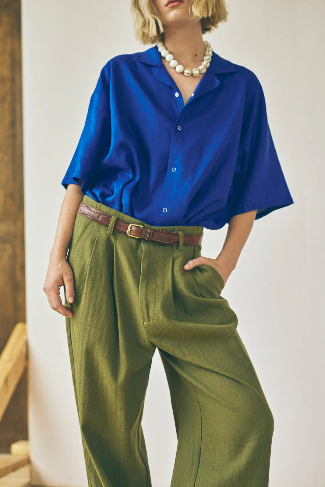 Pleated Trouser - Moss sold by Devlyn van Loon