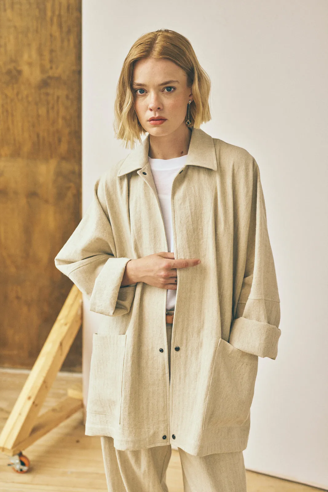 Oversized Shirt Jacket - Straw sold by Devlyn van Loon product image thumbnail 2
