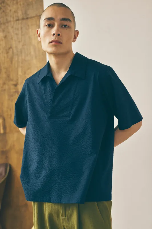 Lapped Collar Shirt - Deep Navy made by Devlyn van Loon