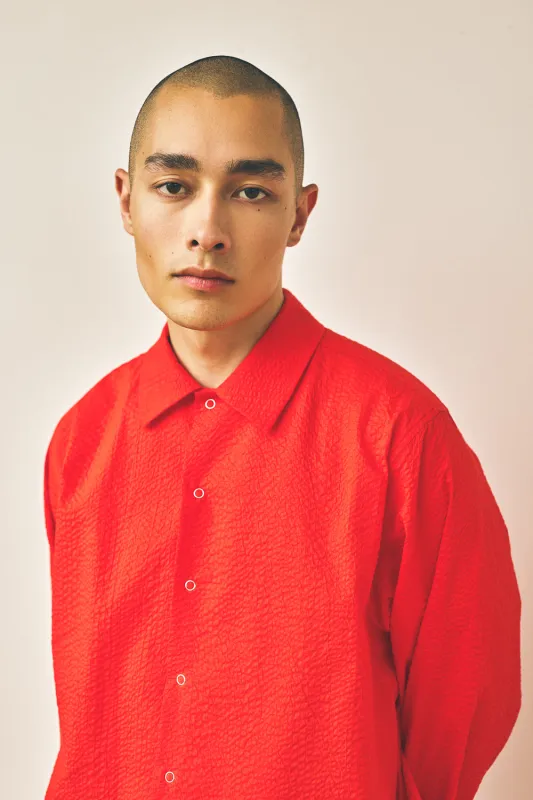 Oversized Snap Shirt - Tomato made by Devlyn van Loon