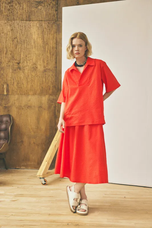 Flared Midi Skirt - Tomato made by Devlyn van Loon