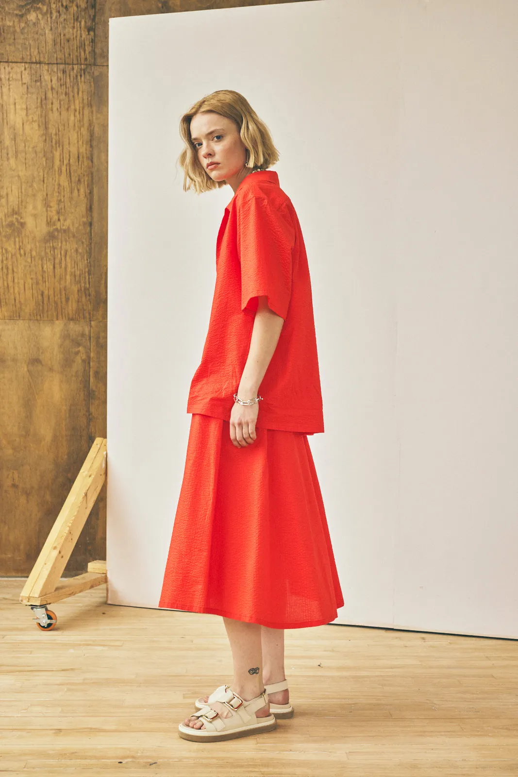 Flared Midi Skirt - Tomato sold by Devlyn van Loon product image thumbnail 2