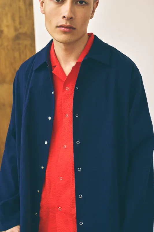 Oversized Snap Shirt - Navy Oxford made by Devlyn van Loon