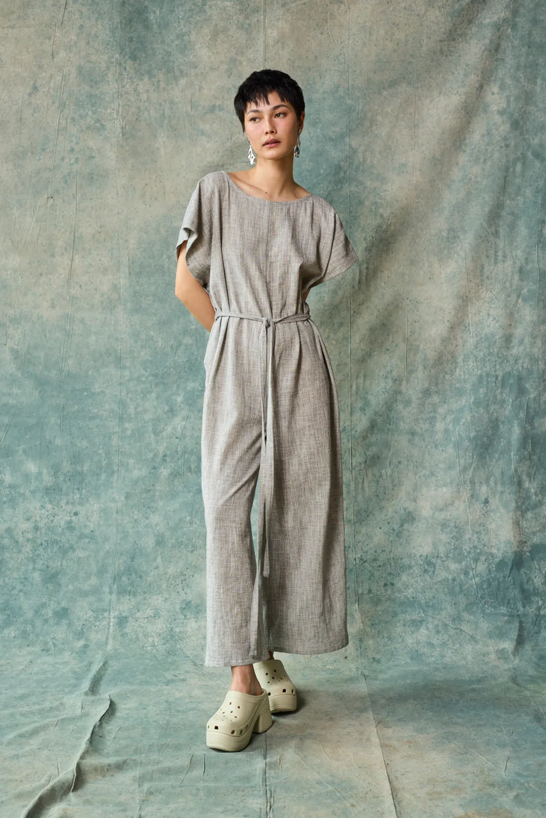 Tie Back Jumpsuit - Oyster sold by Devlyn van Loon