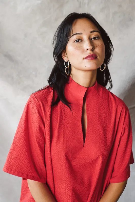 Collared Pullover Dress - Tomato Sample made by Devlyn van Loon