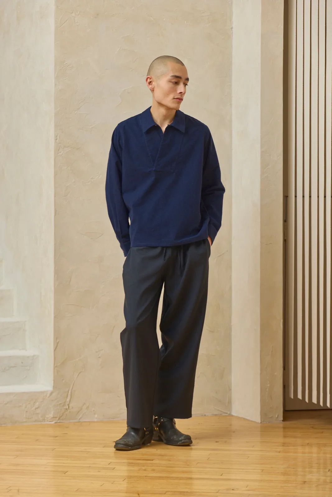 Lapped Collar Long-Sleeve - Ink Blue sold by Devlyn van Loon