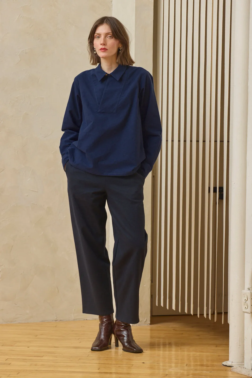 Lapped Collar Long-Sleeve - Ink Blue sold by Devlyn van Loon product image thumbnail 2