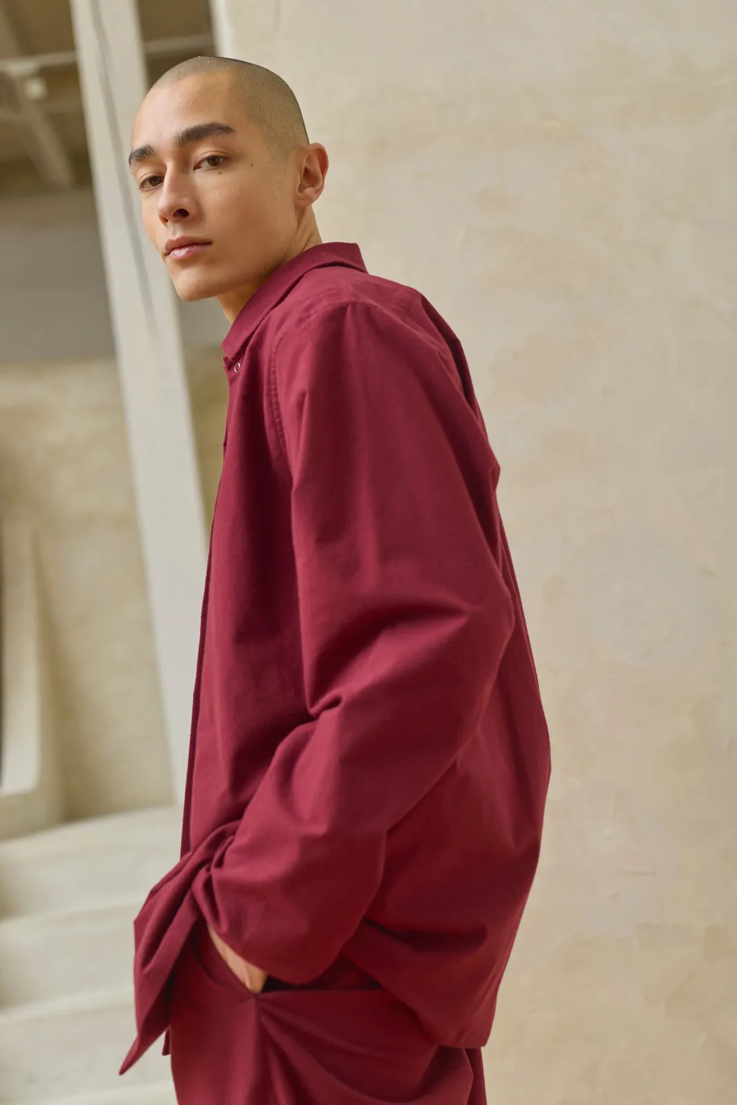 Oversized Snap Shirt - Cranberry sold by Devlyn van Loon