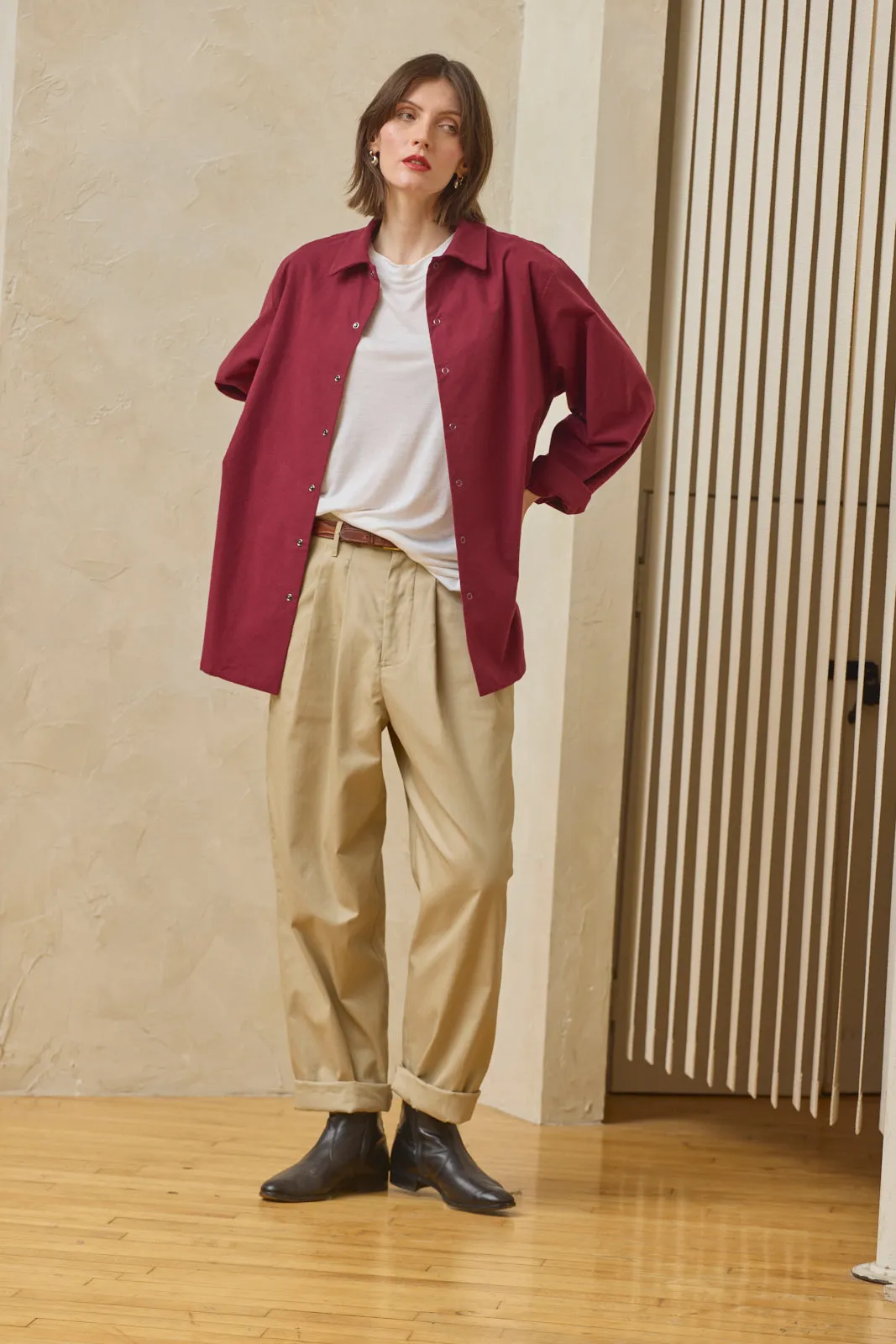 Oversized Snap Shirt - Cranberry sold by Devlyn van Loon product image thumbnail 4