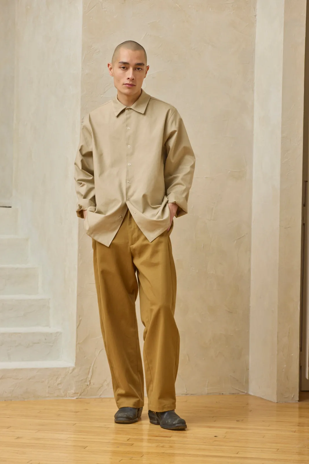 Oversized Snap Shirt - Sand sold by Devlyn van Loon