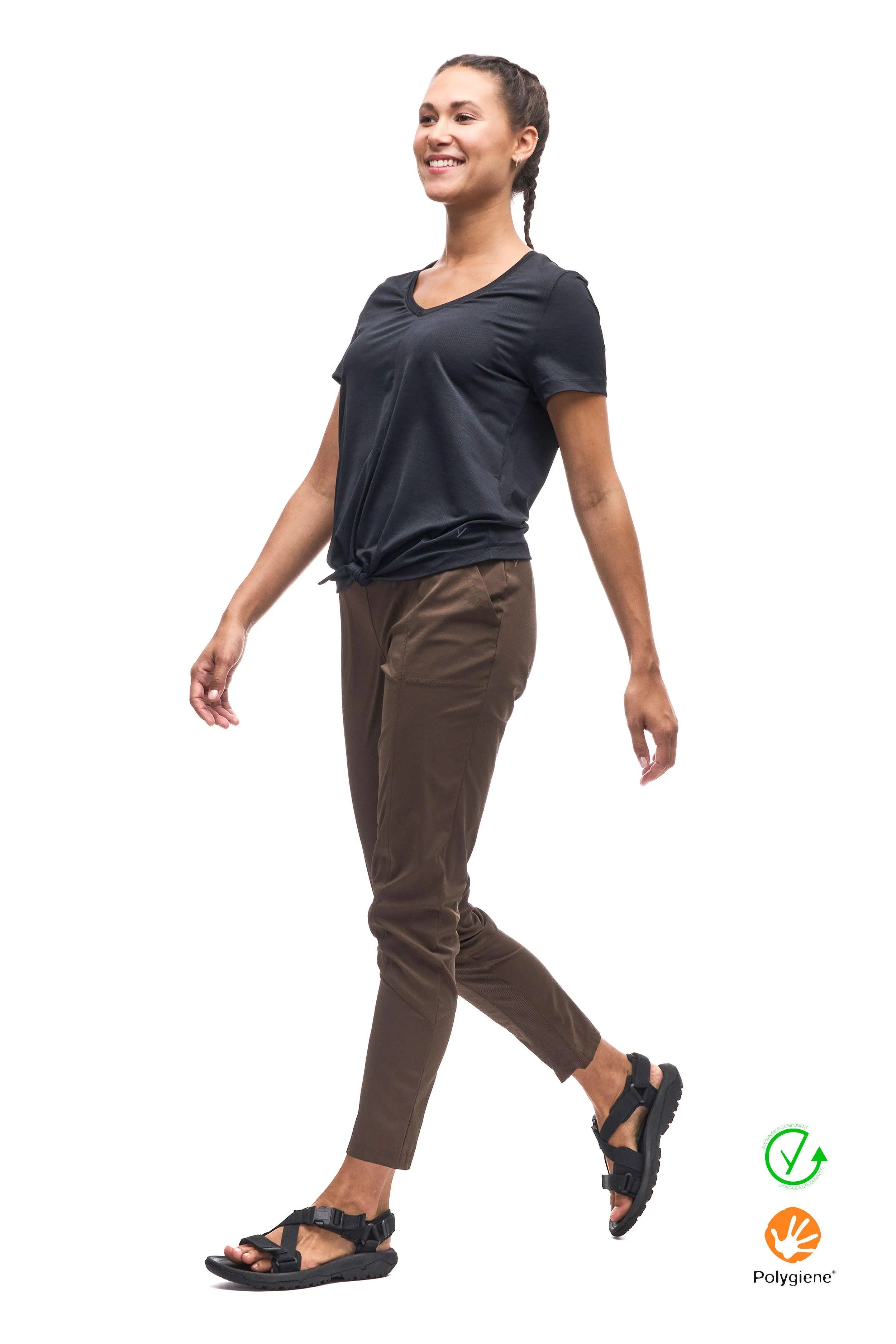 V-Neck T-Shirt With Tie Hem DIPORTO sold by Indyeva product image thumbnail 3