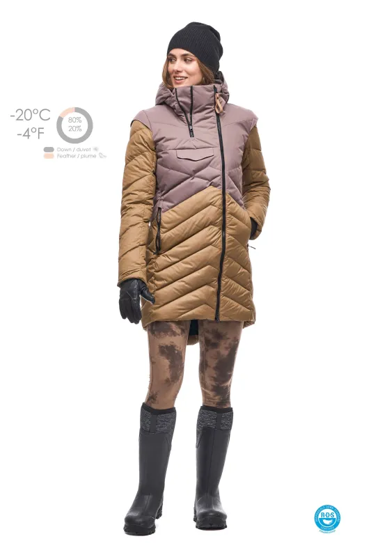 AYABA MIX QUILTED DOWN BLEND COAT sold by Indyeva