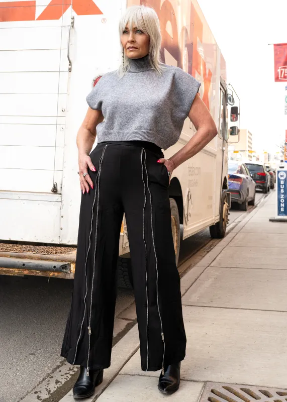 Black Front Zip Trouser sold by Kate Hewko