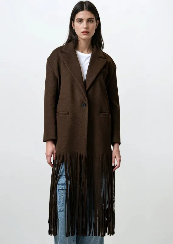 Long Fringe Hem Coat sold by Kate Hewko