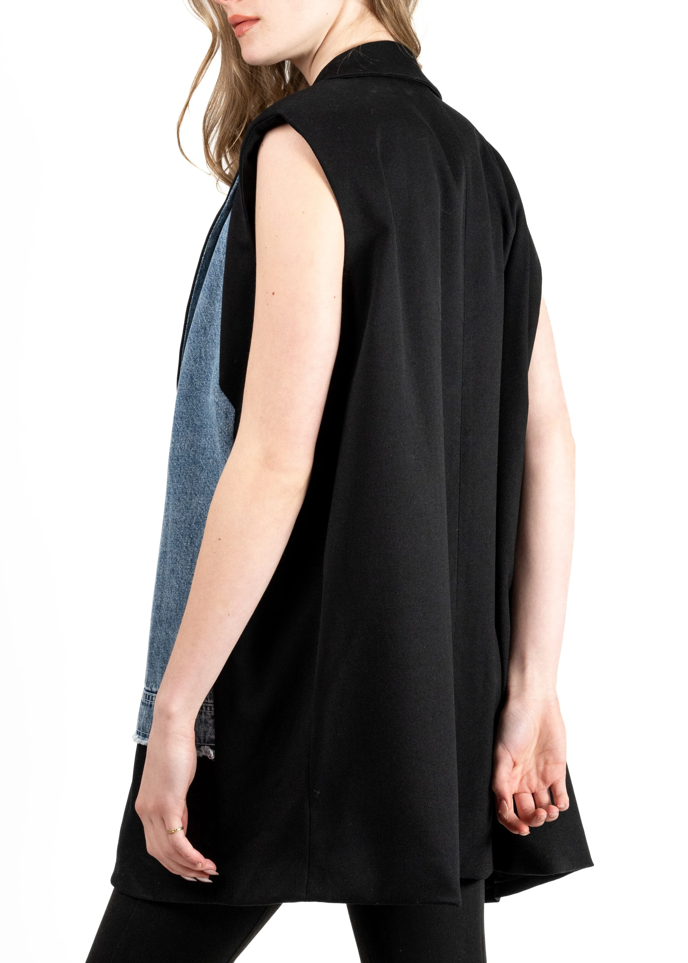 Oversized Denim Contrast Tuxedo Vest sold by Kate Hewko product image thumbnail 5
