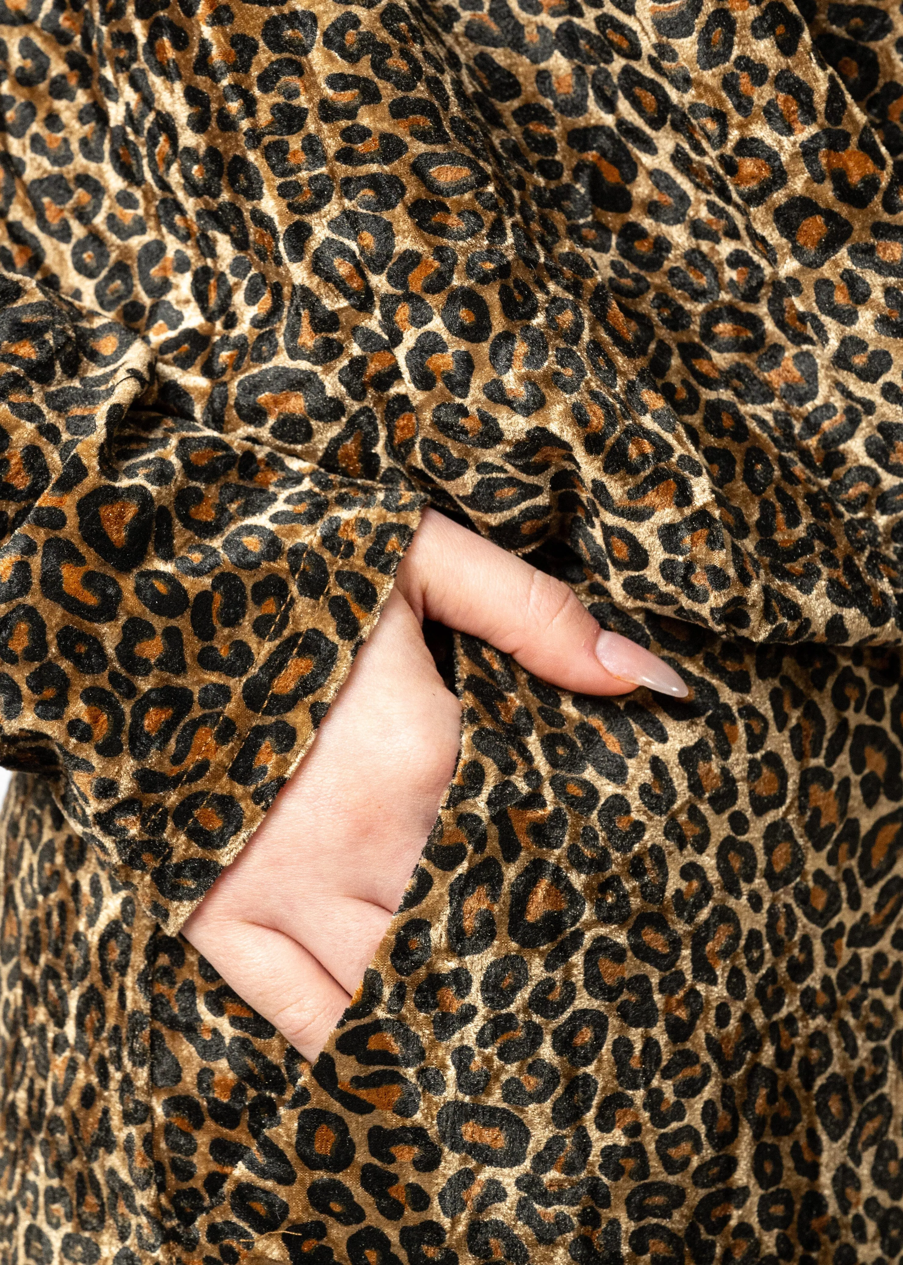 Leopard Velour Long Sleeve Plunge Dress sold by Kate Hewko product image thumbnail 5