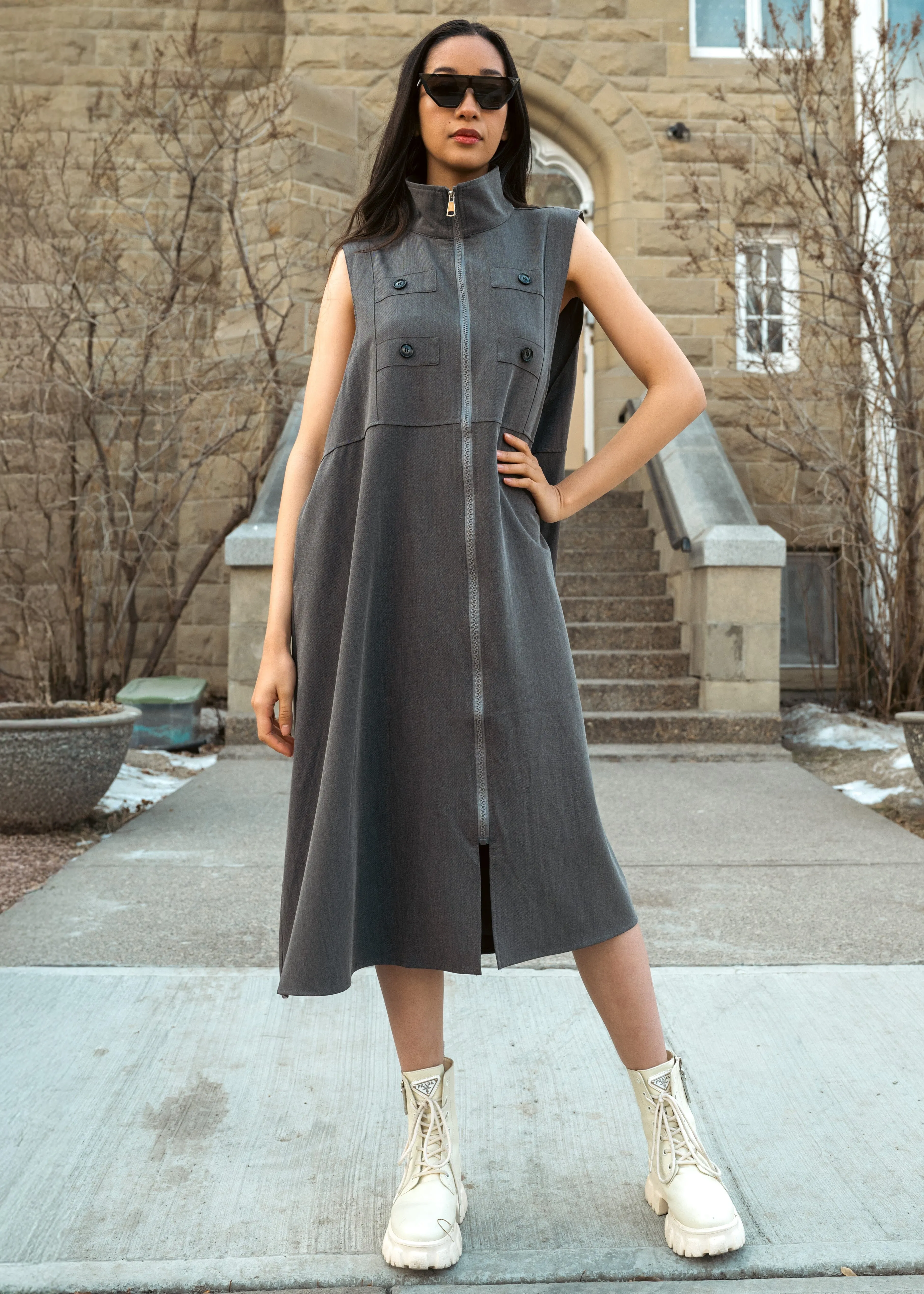 Long Mock Neck Utility Vest sold by Kate Hewko product image thumbnail 2