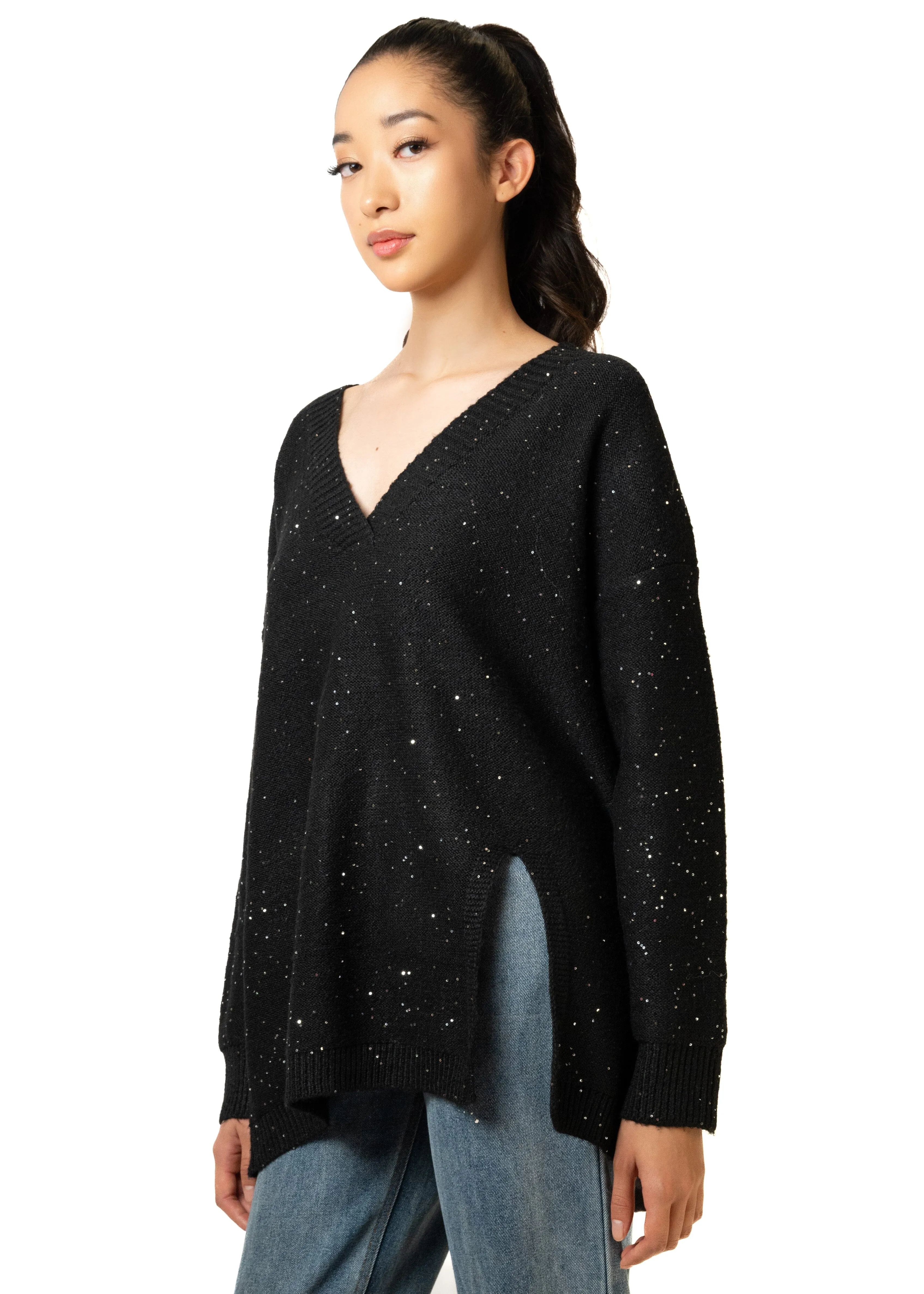 Sparkled V neck Sweater sold by Kate Hewko product image thumbnail 4