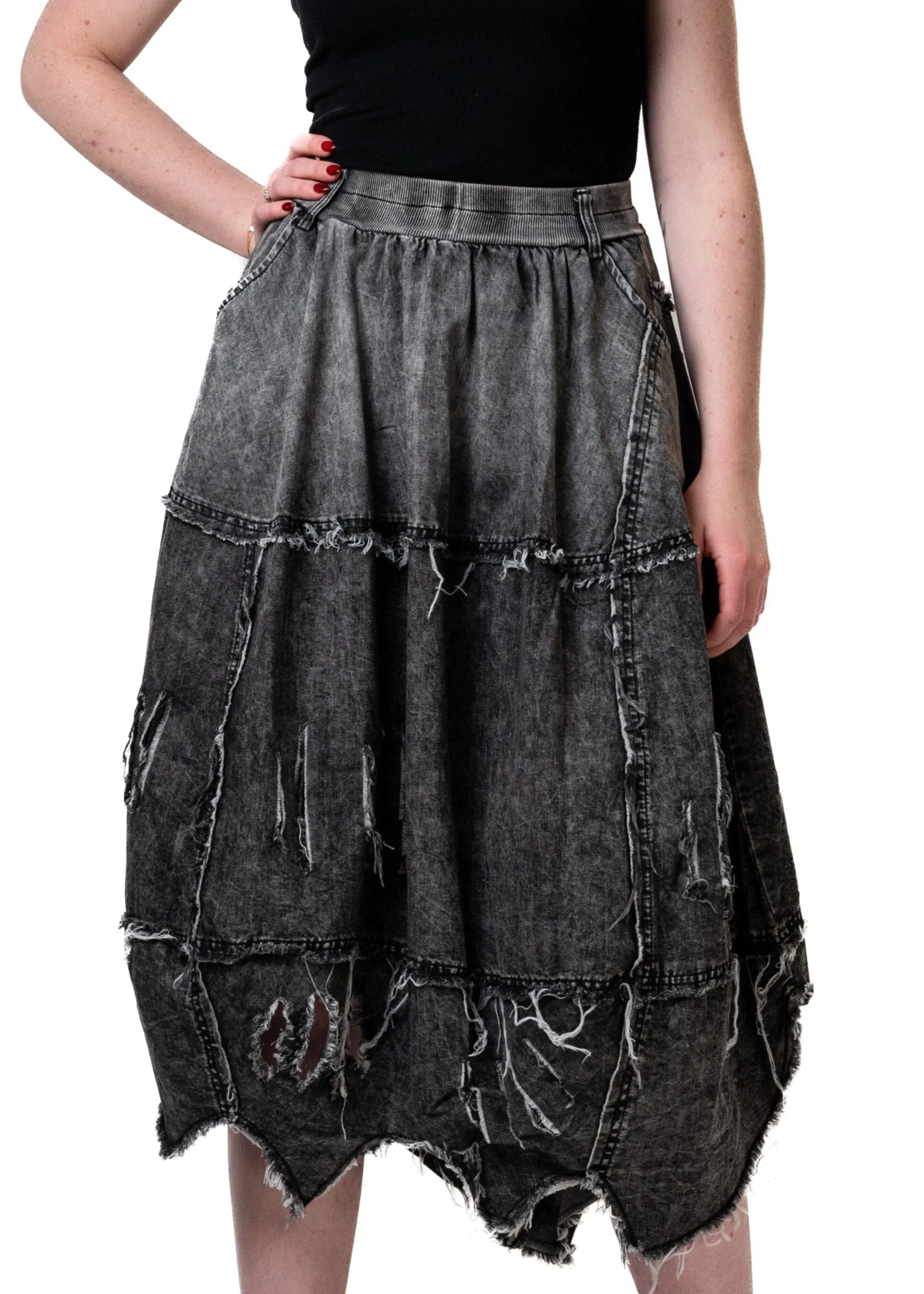 Distressed Denim Athleisure Skirt sold by Kate Hewko product image thumbnail 4
