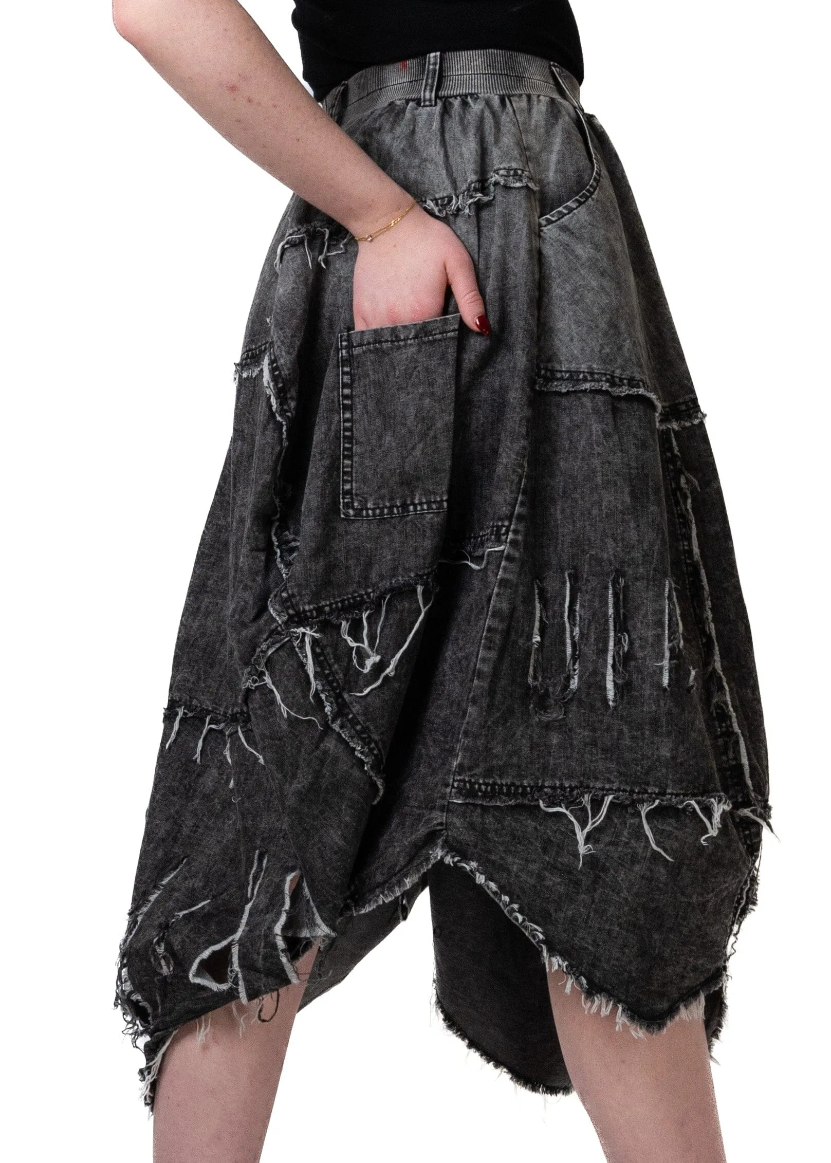 Distressed Denim Athleisure Skirt sold by Kate Hewko product image thumbnail 5