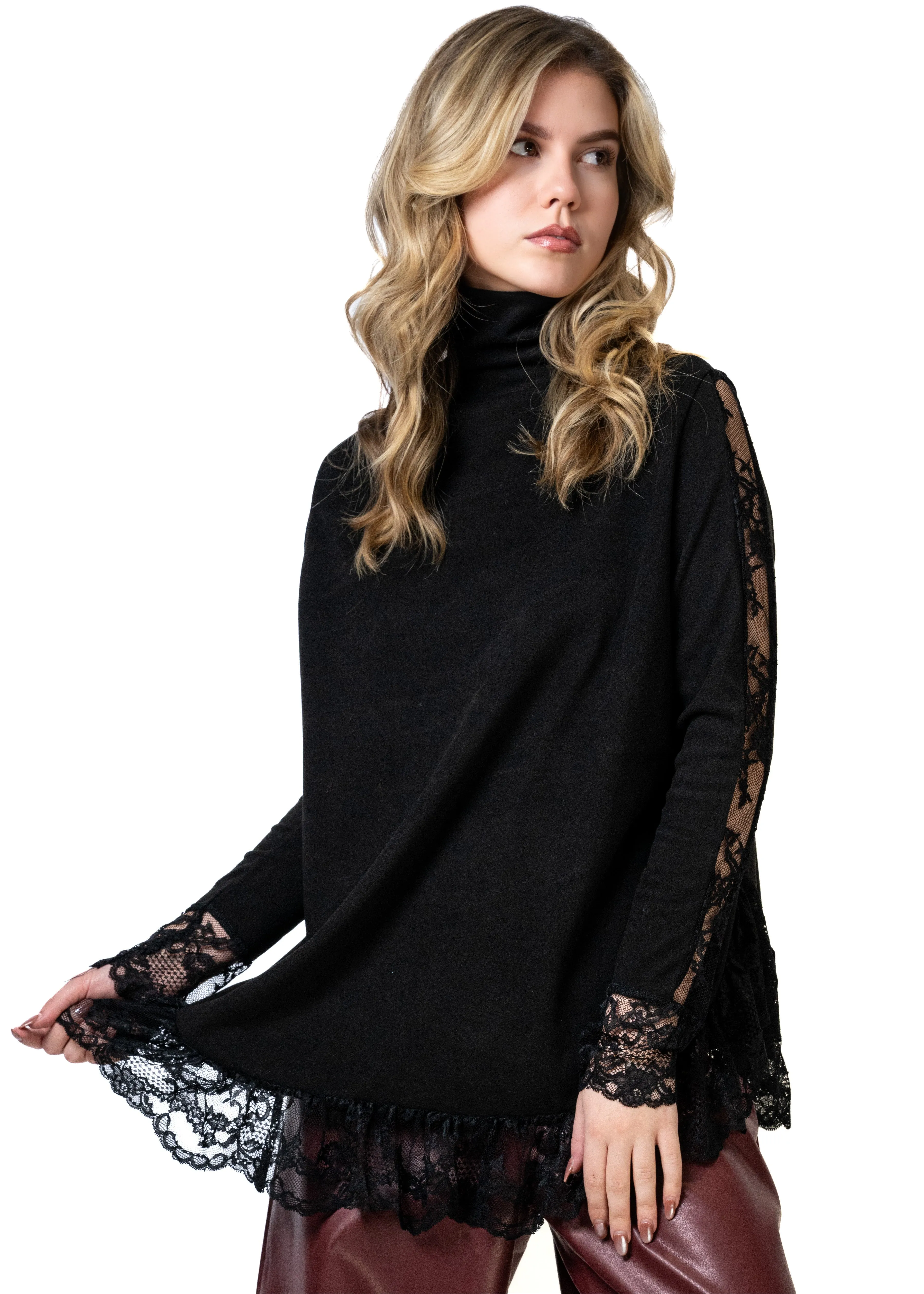 Lace Trimmed Turtleneck Blouse sold by Kate Hewko product image thumbnail 5