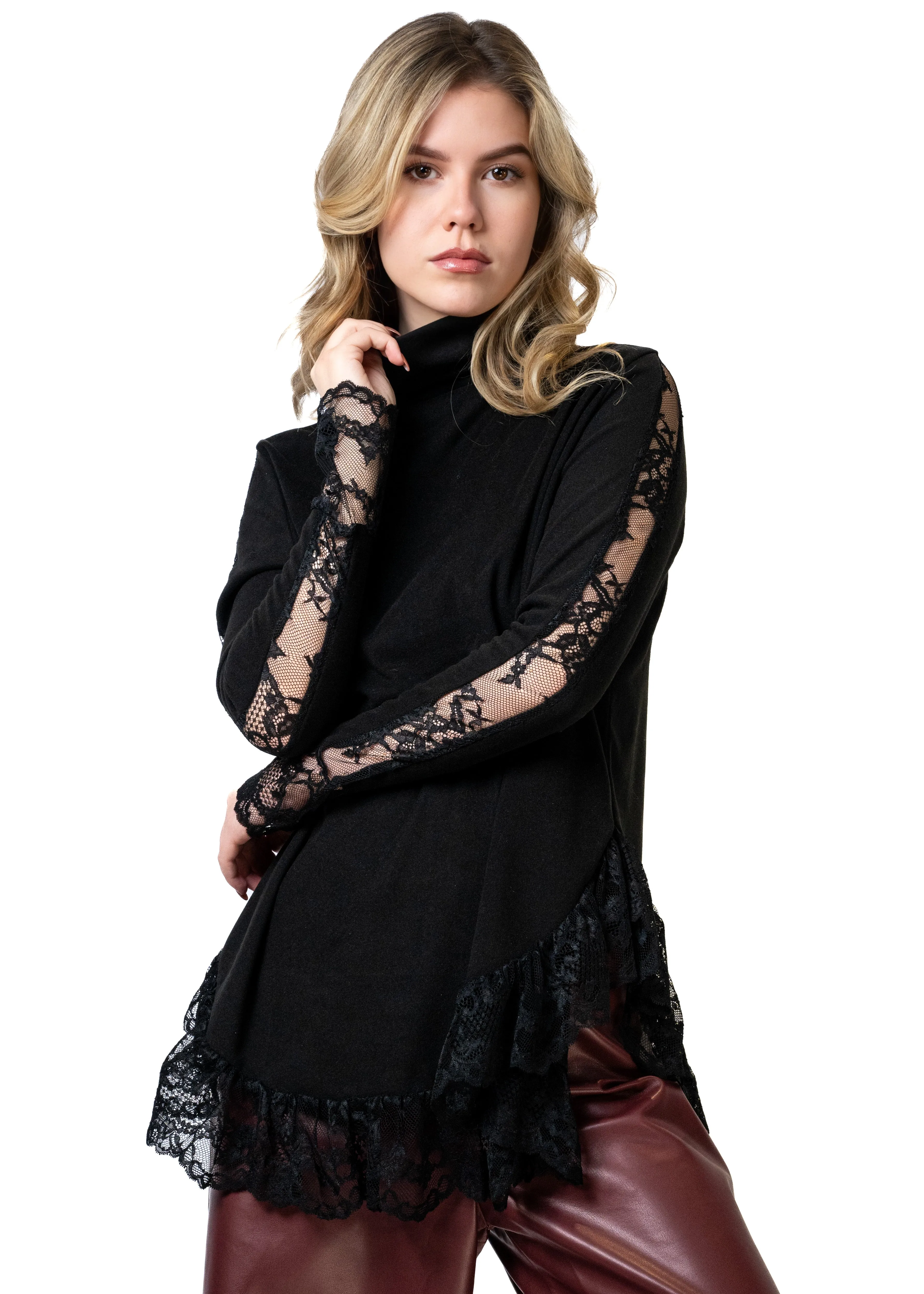 Lace Trimmed Turtleneck Blouse sold by Kate Hewko product image thumbnail 4