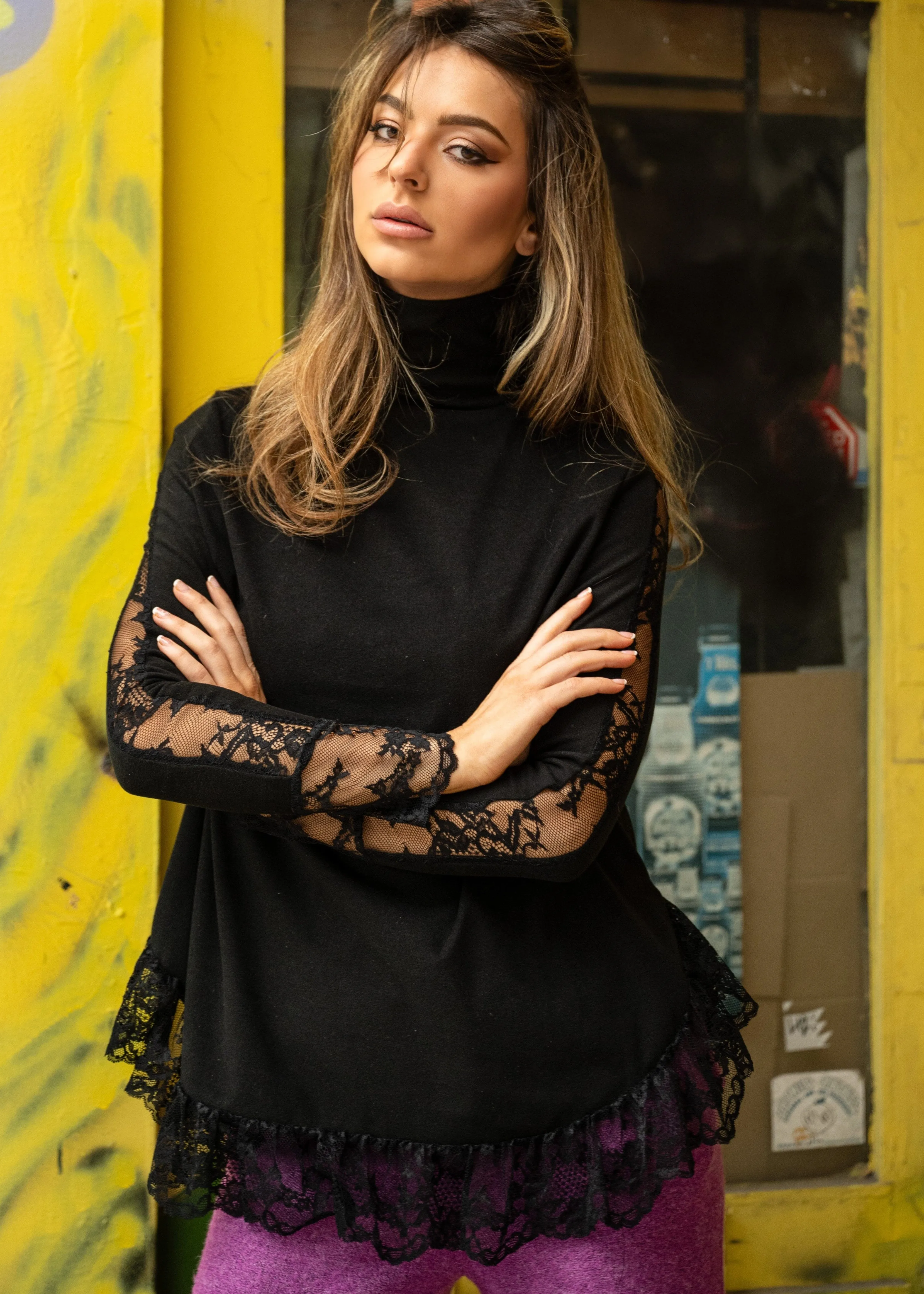 Lace Trimmed Turtleneck Blouse sold by Kate Hewko product image thumbnail 2