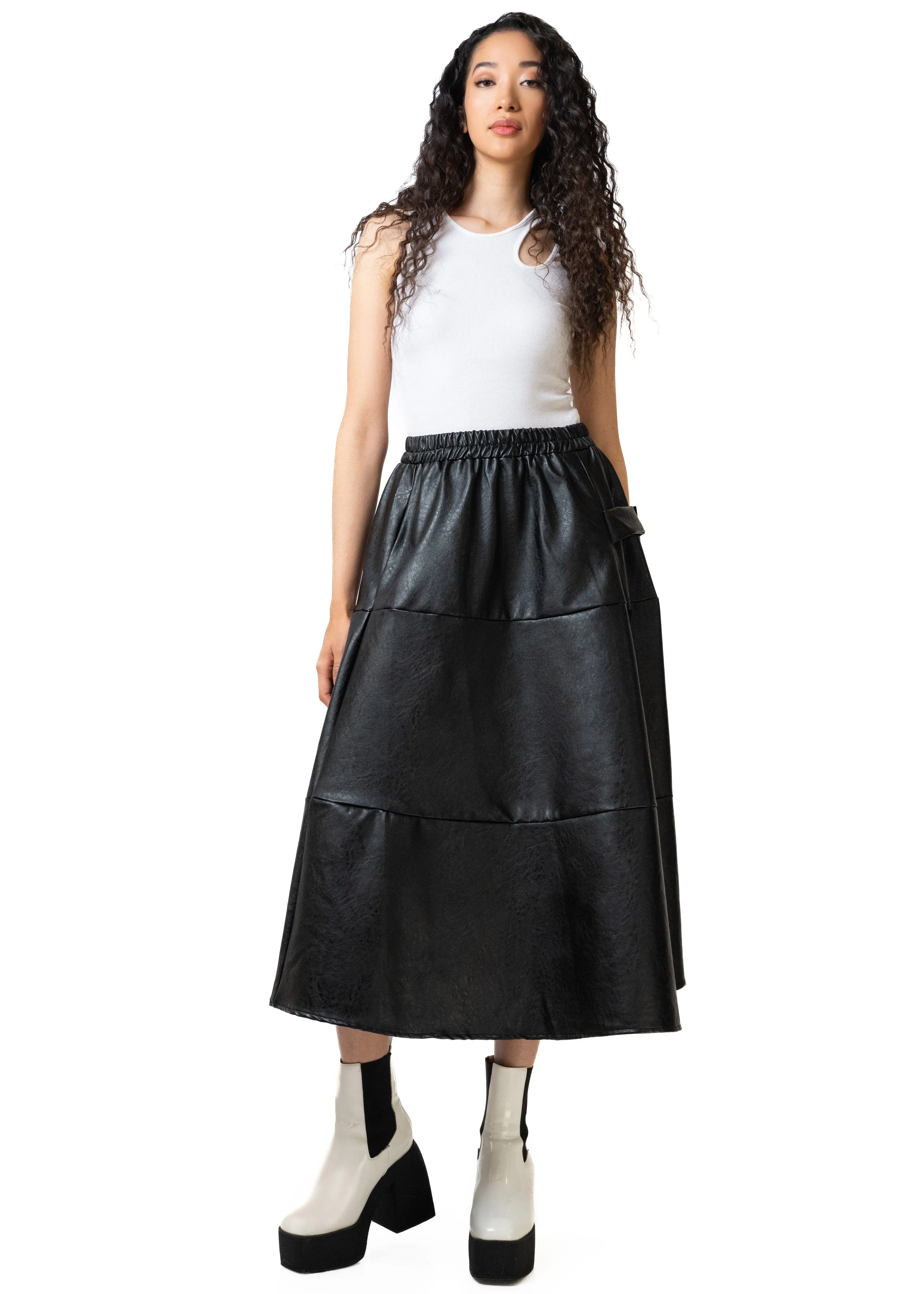 Vegan Leather A-Line Zip Skirt sold by Kate Hewko product image thumbnail 2