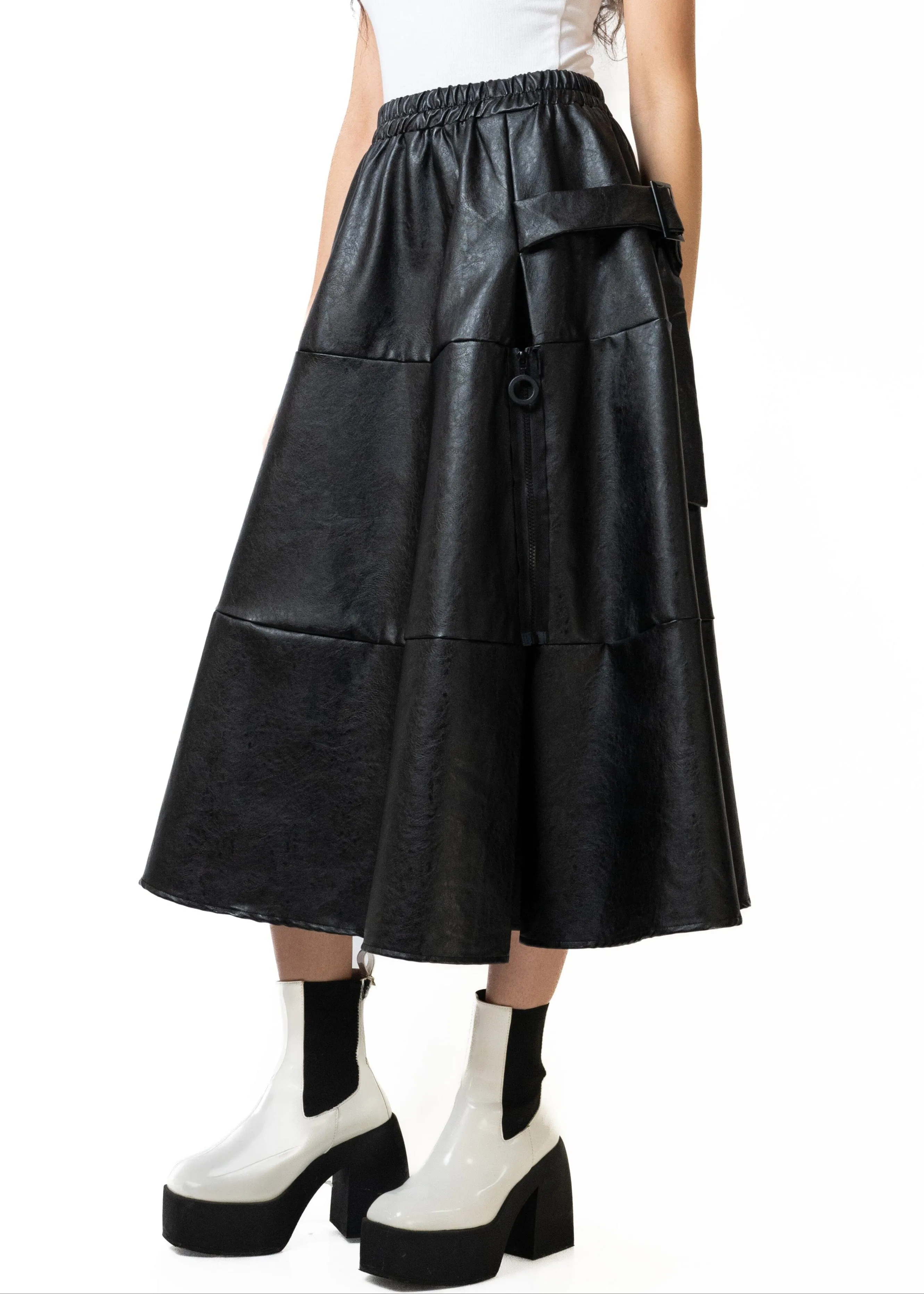 Vegan Leather A-Line Zip Skirt sold by Kate Hewko product image thumbnail 3