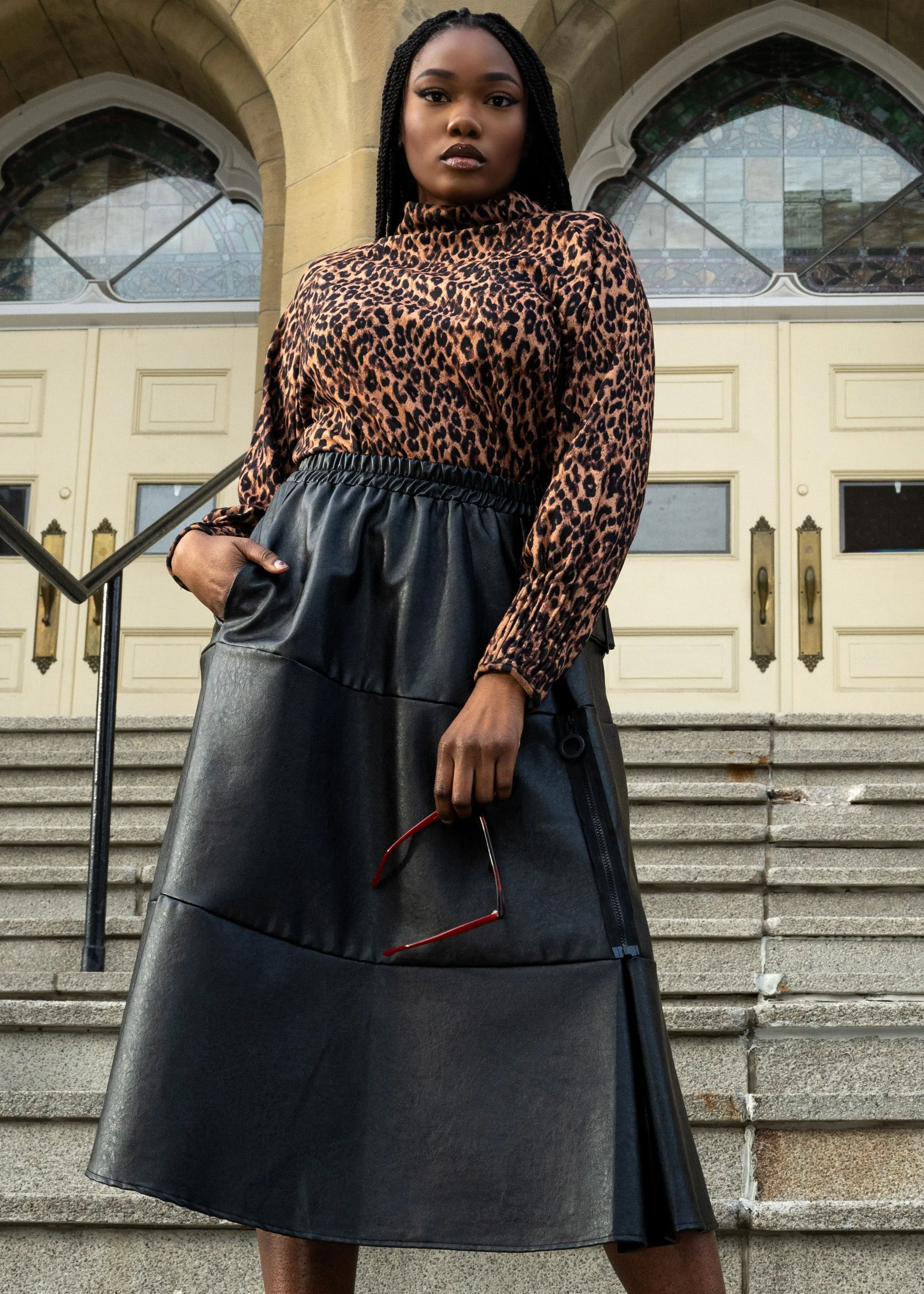 Vegan Leather A-Line Zip Skirt sold by Kate Hewko