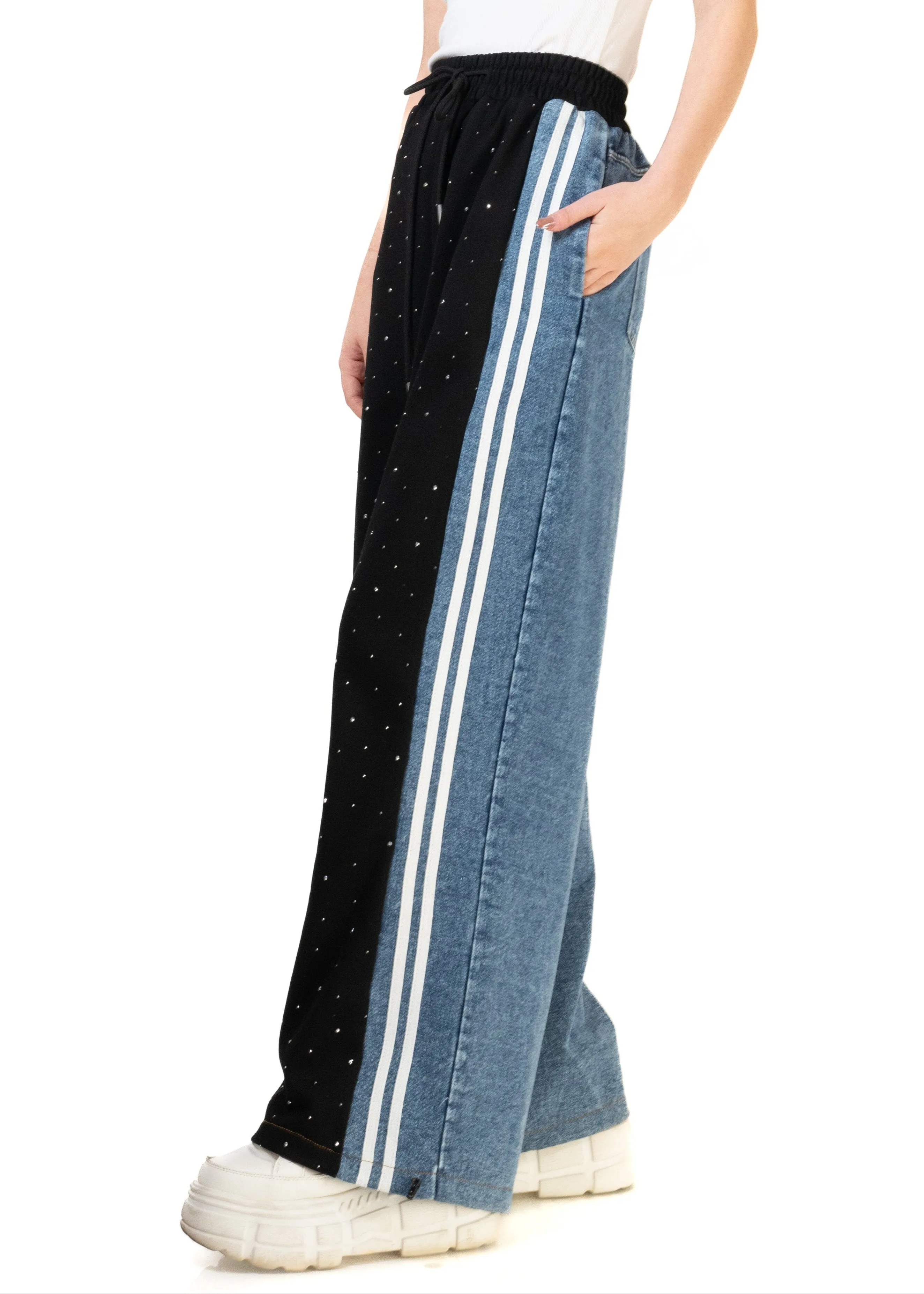 Rhinestone Studded Athleisure Denim Pant sold by Kate Hewko product image thumbnail 3